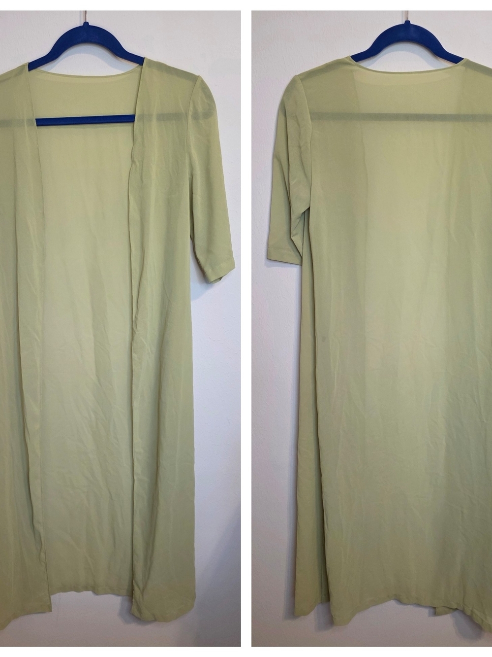 Source Unknown Light Green Women's Long Open Cardigan Duster